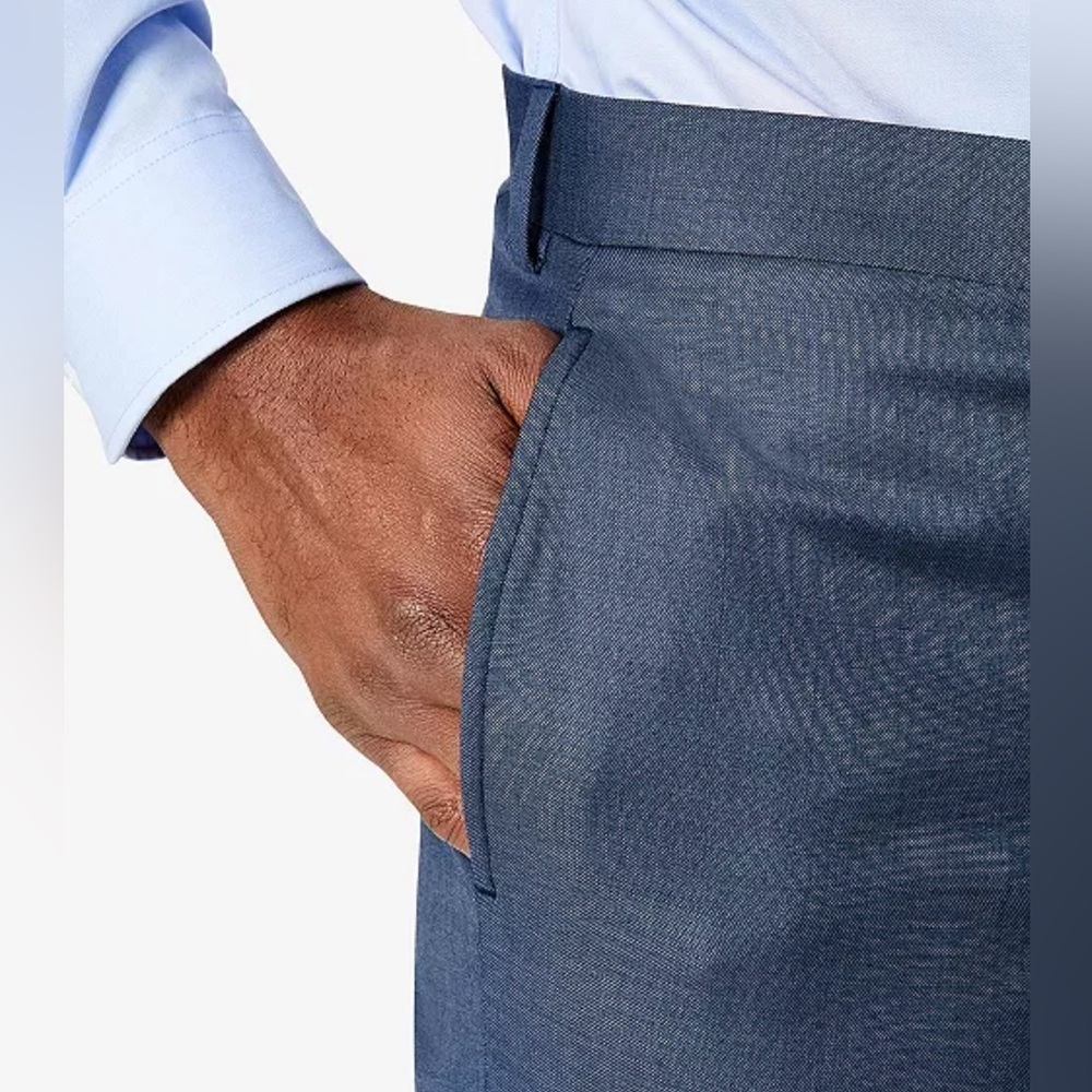 Calvin Klein Mens Slim-Fit Solid Dark Blue Polyester Brand Dress Pants 42W x 32L - Picture 4 of 12